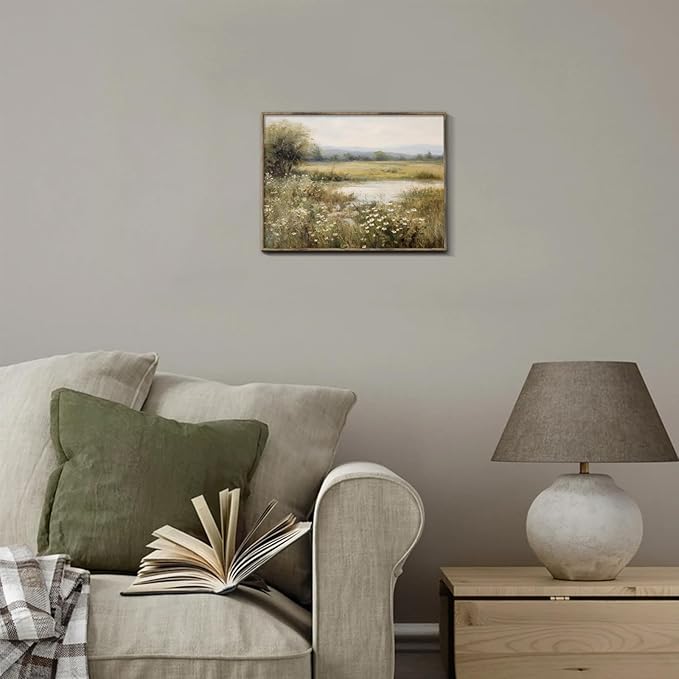 RETRART Vintage Farmhouse Canvas Wall Art - Wildflower Field Landscape Painting, Wall Art Spring Art for Living Room Bedroom Kitchen - 11" x 14" - UNFRAMED