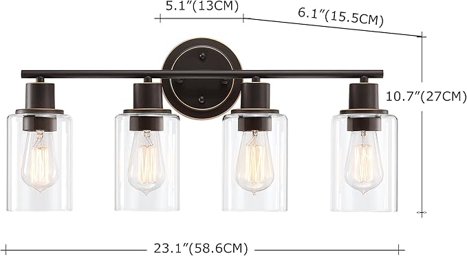 4-Light Oil Rubbed Bronze Bathroom Lighting Fixtures Over Mirror 4-Light Bathroom Vanity Light Oil Rubbed Bronze Vanity Wall Sconce Over Sink