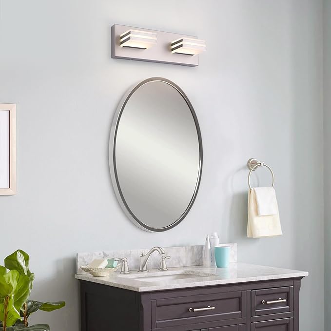 2-Light, 12.6-Inch Wall Lights Brushed Nickel Vanity Lights for Bathroom Light Fixtures Adjust 3 Colors Modern Bath Lighing Fixture Over Mirror