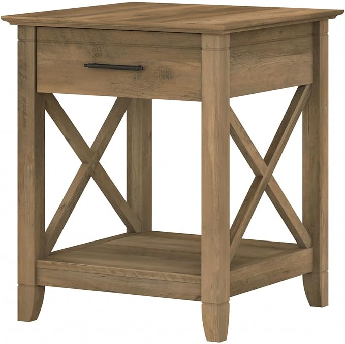 Bush Furniture Key West Small End Table with Storage | Modern Farmhouse Accent Shelf for Living Room in Reclaimed Pine