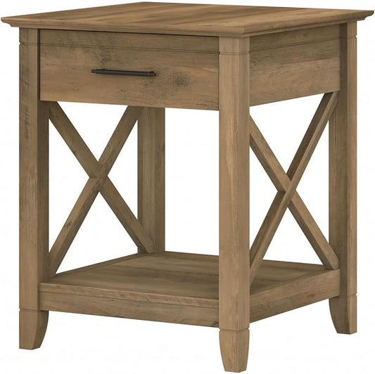 Bush Furniture Key West Small End Table with Storage | Modern Farmhouse Accent Shelf for Living Room in Reclaimed Pine