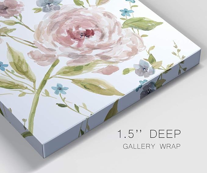 Wexford Home Square Premium Gallery Wrapped Canvas Flower Multicolor Wall Art Abstract Floral Romance Modern Pictures Print for Home Office, Ready to Hang, summer whisper II, 24x24