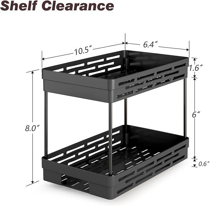 Pull Out Spice Rack Organizer for Cabinet, 2 Pack Widen Slide Out Spice Racks Organizer, Spice Cabinet Organizers, Cabinet Size Need:12'' Highx11'' Deepx6.75'' Wide,Hold 15 Spice Jar Each Tier-2Tier