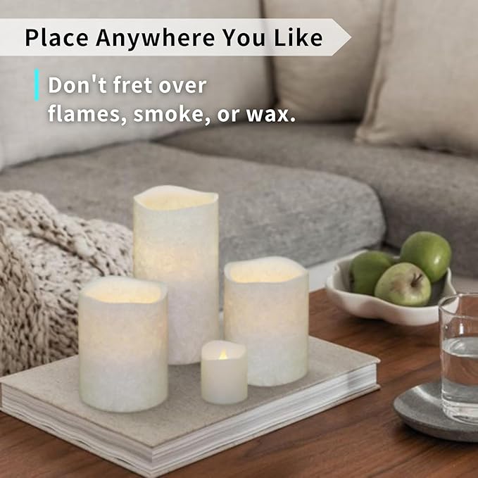 FURORA LIGHTING LED Flameless Candles with Remote Control, White in Set of 8, Real Wax Battery Operated Pillars and Votives LED Candles with Flickering Flame and Timer Featured