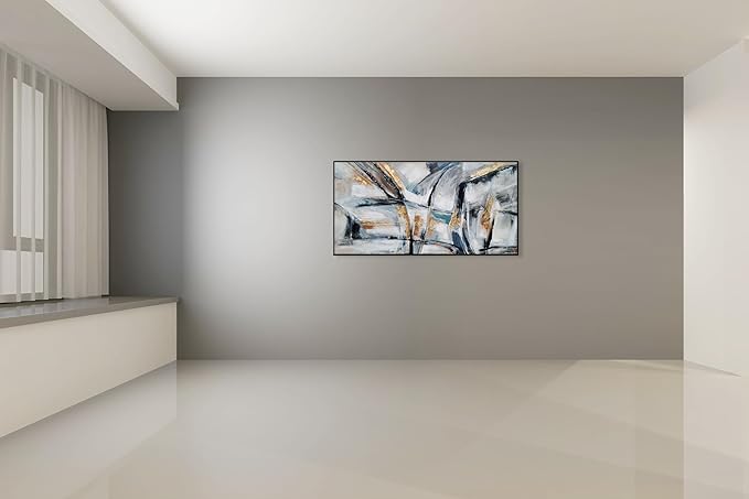 Yihui Arts Hand Painted Framed Abstract Canvas Wall Painting with Gold Foil