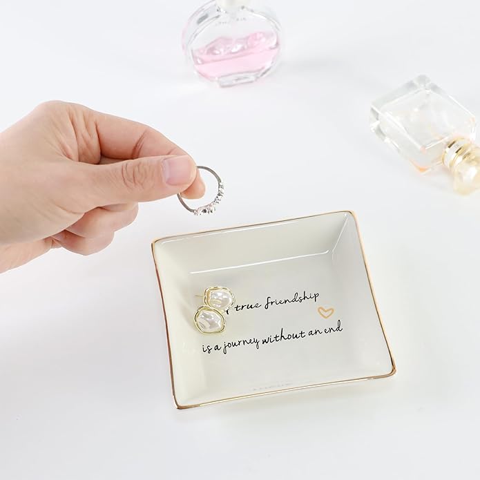 HOME SMILE Ceramic Ring Dish Jewelry Tray for Mom Sister Friends