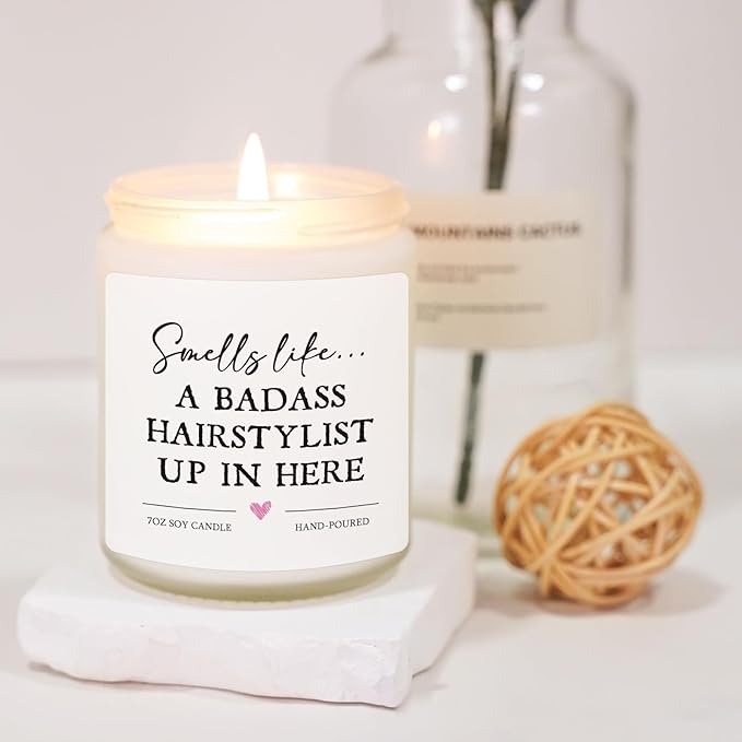 Hair Stylist Gifts, Hairdresser Gifts for Women Men, Cosmetology Graduation Present - Hair Salon Decor, Thank You Present for Hairstylist, Birthday Christmas Gift for HairDresser, Funny Scented Candle