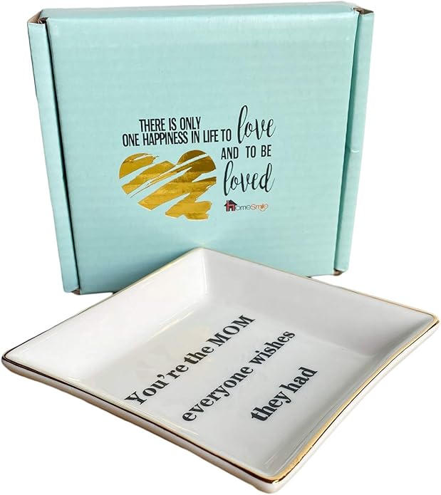 HOME SMILE Ceramic Ring Dish Jewelry Tray for Mom Sister Friends