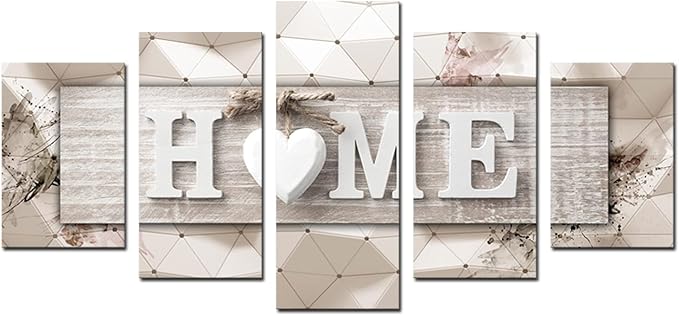 AWLXPHY Decor Home Sign Canvas Wall Art for Living Room Decoration Framed Print Painting 5 Panels Modern Still Life Love Stretched Artwork Giclee Wedding Gift (Yellow, W40 x H20)