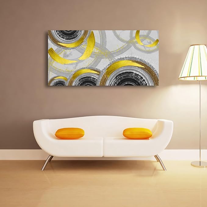 Yellow Abstract Smart Line Pictures Canvas Wall Art for Living room Bedroom Wall Decor,Smart Line Wall Art Print Paitnings for home Decor,Morden Artwork Full of Imagination Line Drawing Canvas Art Waterproof Stretched Ready to Hang-28x57inches