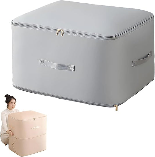 Dustproof and Moisture-proof Compression Storage Bag, Comforter Storage Bag, Folding Organizer bag for King/Queen Comforters, Pillows, Bedding/Quilt, Blanket, Duvet, Space Saver (Gray, L)