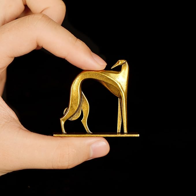 Retro Handcrafted Cubist Artistic Dog Sculpture - 100% Solid Brass Muscular line Front and Elegant Back Design | Collectible Modern Art Decoration | Finishing Touch for Home and Office Scenes