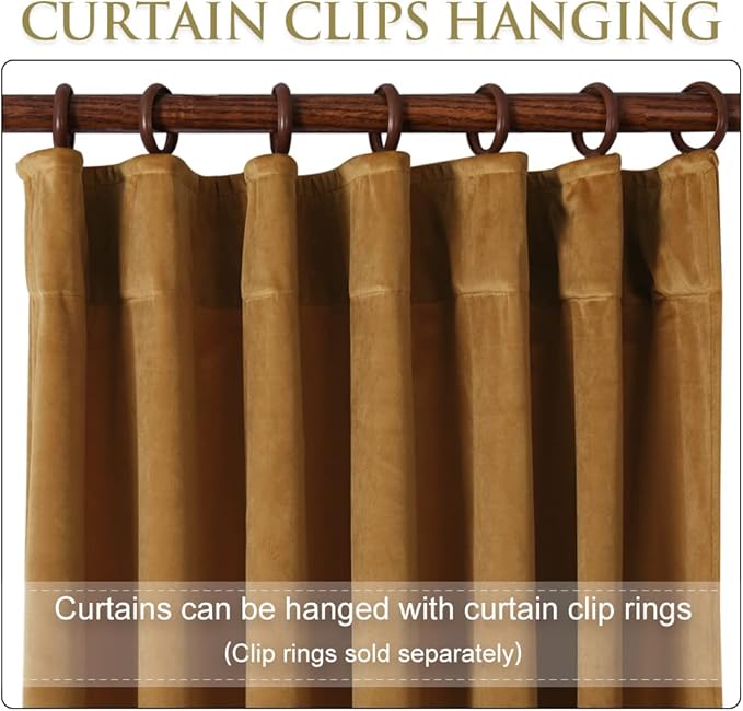 StangH Gold Brown Velvet Curtains Room Darkening Panels 84 inches Long, Super Soft Drapes Cold Resistant for Bedroom Luxury Back Tab Curtains Soundproof for Study, W42x L84, 2 Panels