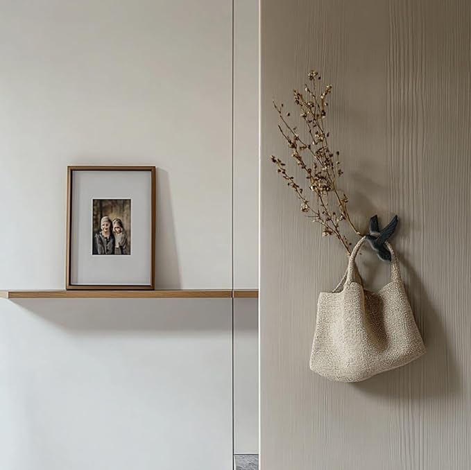 Ambipolar Flying Style Iron Cast Decorative Pigeon Bird Wall Mounted Coat Hooks, 5 Pieces, Black