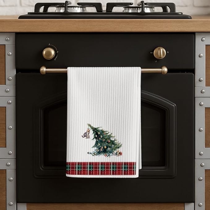 Cats Dish Towels Baking Cooking Drying Cloth,Funny Cat Christmas Kitchen Towels Gifts for Women Cat Mom Lady Lover,Seasonal Hand Towels Decoration for Home,Cute Bathroom Hand Towel Decor -23