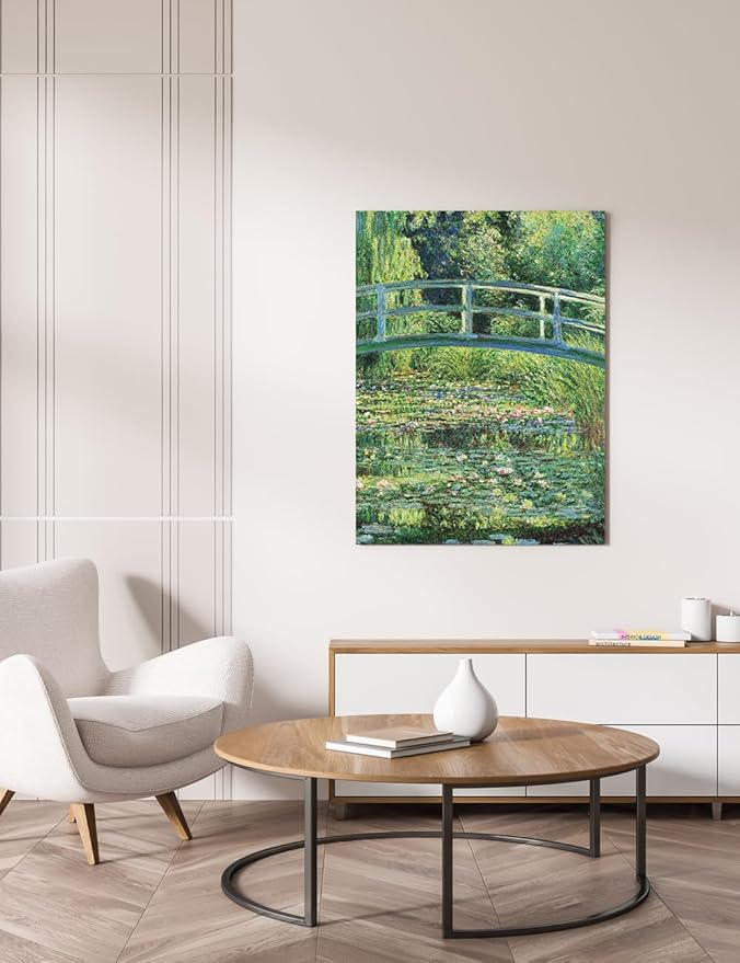 DECORARTS - The Japanese Bridge (Water-Lily Pond) by Claude Monet, Museum-Quality Giclee Canvas Print, Wall Art Reproduction, 30" W x 40" H, Made in USA