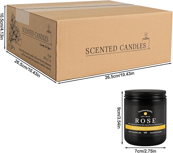 9Psc Scented Candles Set | Men Candle Set,7oz Gifts for Men Aromatherapy, Soy Candle(Black)