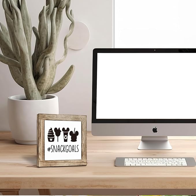 Farmhouse Wood Sign - Snackgoals Tabletop Decor, Disney Freestanding Plaque for Living Room & Office Bar, Cafe Decor