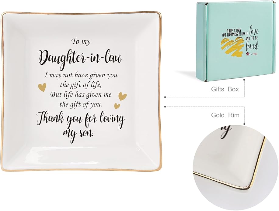 HOME SMILE Ceramic Ring Dish Jewelry Tray for Mom Sister Friends