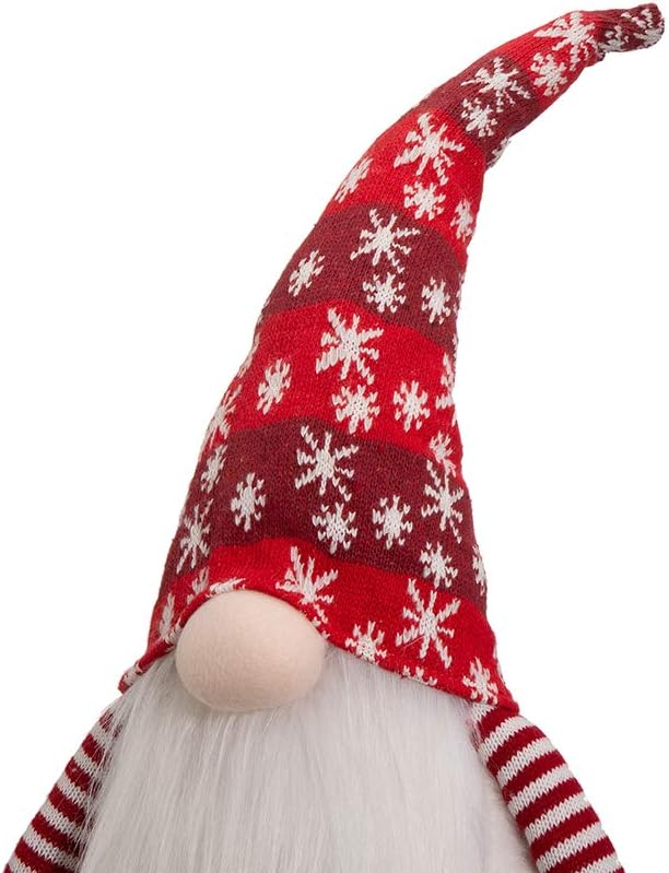 Glitzhome 25.59" H Gnome Plush Christmas Decoration, Fabric Xmas Standing Gnome Ornaments with Knitted Hat for Tabletop Party Mantel Holiday Christmas Decor Gifts