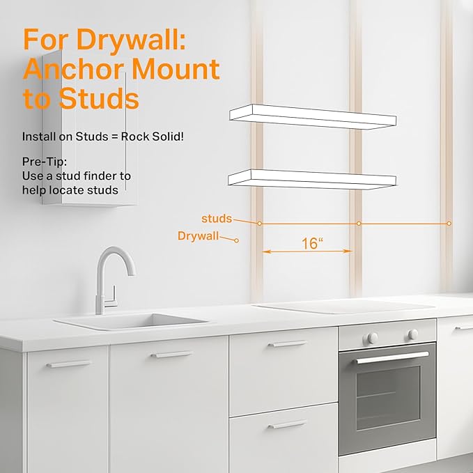 BAYKA White Floating Shelves for Wall, 36 inches Wall Mounted Rustic Wood Shelves for Bathroom, Bedroom, Living Room, for Books/Storage/Decor（Set of 3）