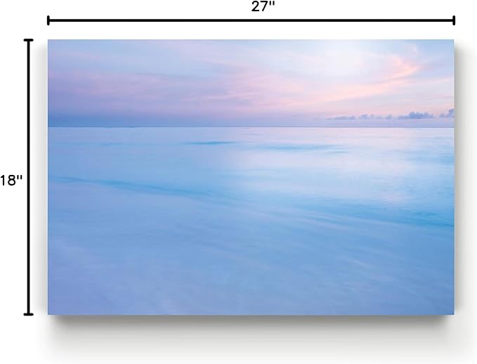 Renditions Gallery Canvas Nature Wall Hanging Art Pastel View of Blue Ocean and Sky Modern Artwork for Bedroom Living Room Kitchen Walls - 18"X27" LT08