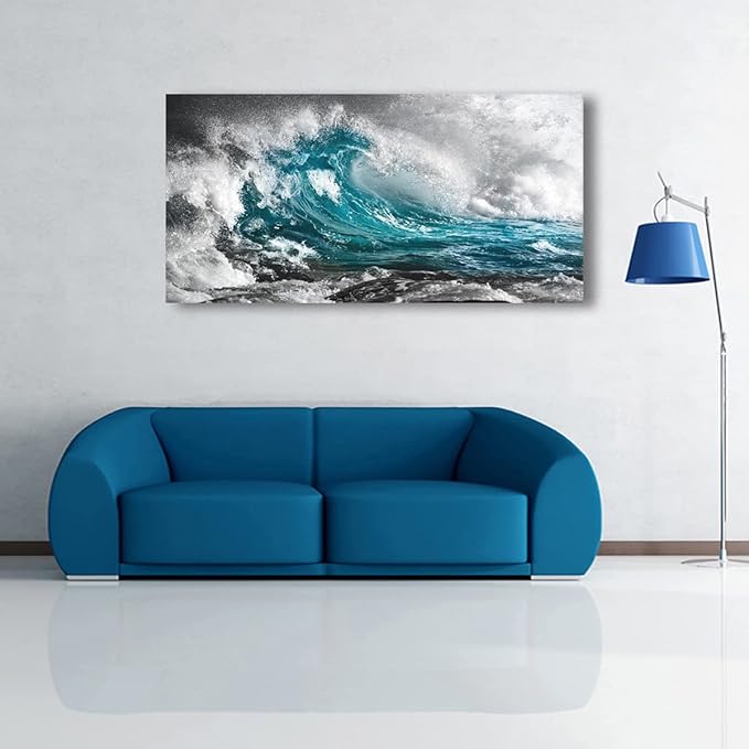 Sea Wave Pictures Canvas Wall Art For Living Room Bedroom Wall Decor,Surge Wall Art Print Paitnings for Home Decor,Morden Artwork Sea Seascape Canvas Art Waterproof Ready to Hang-20x40Inches