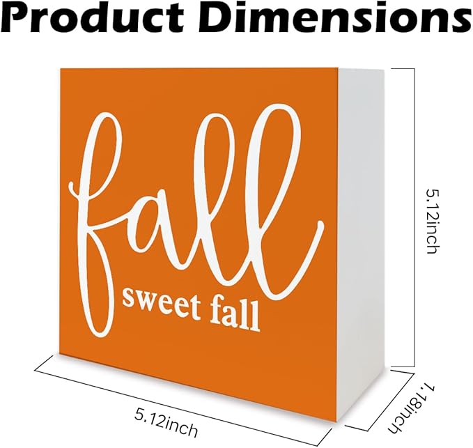Inspirational Autumn Decors, Front Door Decor for Shelf Coutner, Thanksgiving Wooden Decor, Autumn Artwork for Home Decors, White Wooden Box Sign, Housewarming Gift, Fall Sweet Fall Wood Signs A19