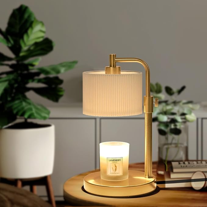 Candle Warmer Lamp with Timer, Candle Wax Warmer Adjustable Height Candle Lamp Warmer for Jar Candles, House Warming Gifts Home Decor Gifts for Women(Gold-Upgrade)