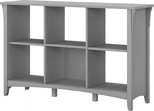 Bush Furniture Salinas 6 Cube Organizer in Cape Cod Gray, Office Storage Solution, Home Organizer with Open Shelving, Compact Unit for Books and Supplies