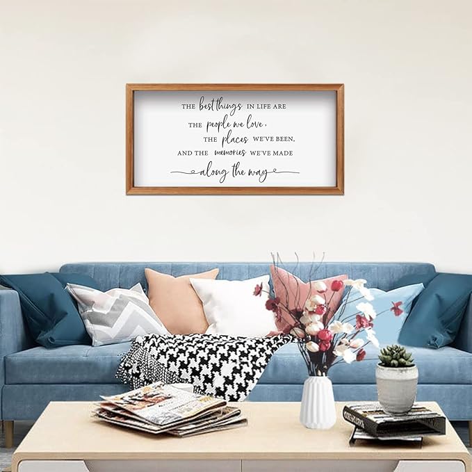 CHDITB The Best Things in Life Framed Wood Sign Plaque(16"×32"), Wooden Wall Table Sign with Scripture Bible Verse Quotes, Vintage Family Sign Housewarming for Home Bedroom Farmhouse Guest Room