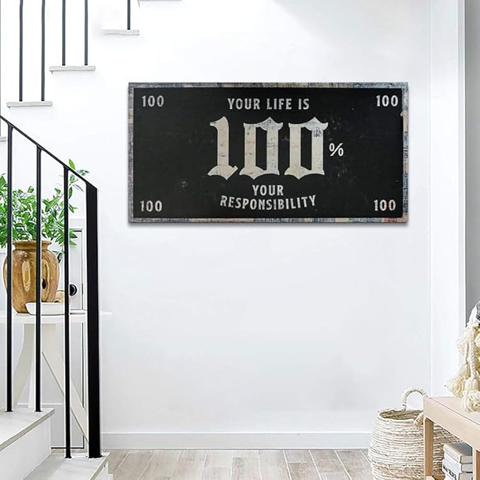 Large Size Wooden Framed Wall Art with Inspirational Quote and Sayings Artwork Wall Pictures for Rest Room Gym Yoga Room Wall Decor Inspiring Modern Art Gallery Wrapped Ready to Hang-48 Wx24 H