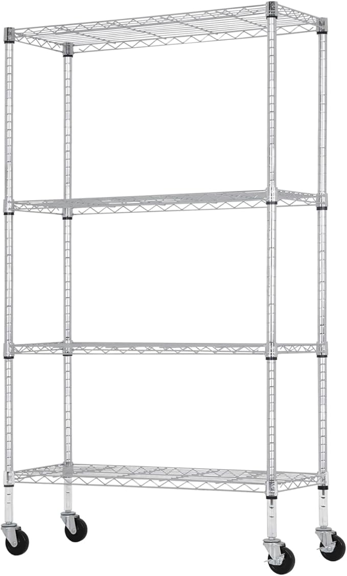 PayLessHere | 4-Tier Wire Shelf | 36"x14"x62" | Chrome | Adjustable Racks | Heavy-Duty Storage Shelves, Holds Upto 1400 lbs | Rust-Resistant, No-Tool Assembly | for Home, Garage Shelving