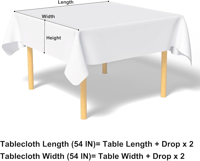 misaya Square Waterproof Vinyl Table Cloth, Buffalo Flannel Backed Tablecloth, Wipeable Plastic Table Cover for Dinner, Kitchen, Outdoor (54" x 54", Grey and White)