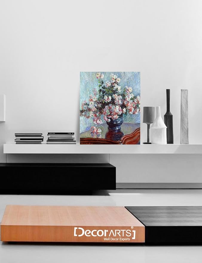 DECORARTS - Chrysanthemums, Claude Monet Art Reproduction. Giclee Canvas Prints Wall Art for Home Decor 20x24''
