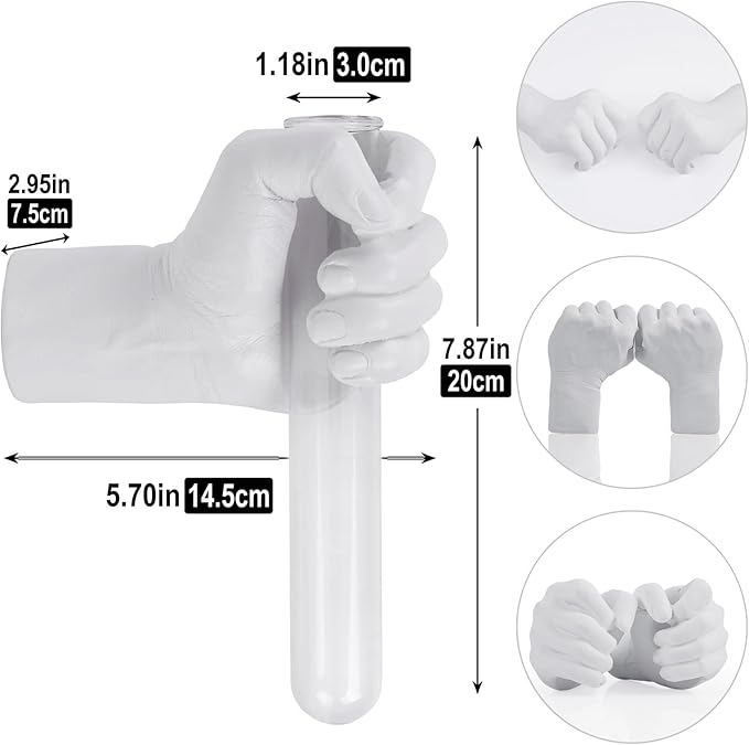 2 Pieces Wall Sculptures, Hands Vase Home Decor, Wall Mount Art Sculpture, Unique Wall Art Statue, Funky Flower Vase Decorations, Modern Eclectic Hanging Decor,Hands Statue (White)