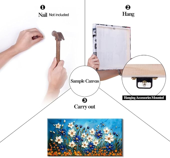 ZESTFLICKR Daisy Canvas Wall Art Daisies Flower Oil Painting Print Modern Floral Canvas Painting Artwork Nature Painting for Living Room Bedroom Home Office Kitchen Decoration (28x58 inches)