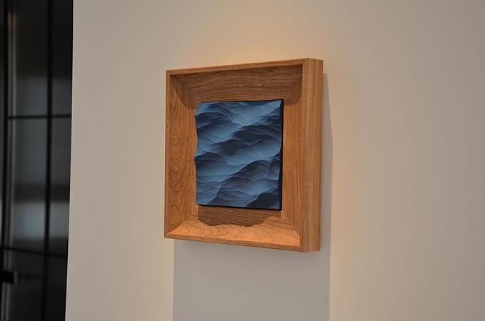 wall decor with Wave Carving Design, Creative Bedroom Decor,Wall decoration,wooden wall art. blue ocean-themed, handcrafted, new-home décor,gift for housewarming, Desk accessory (natural-7.87in)