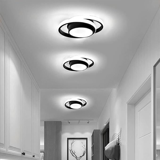 Small Modern LED Ceiling Light,2 Rings Creative Design Ceiling Lamp Home Indoor Hallway Lighting Fixtures for Hallway Living Room Bedroom Kitchen Office (Cool White,6000K)