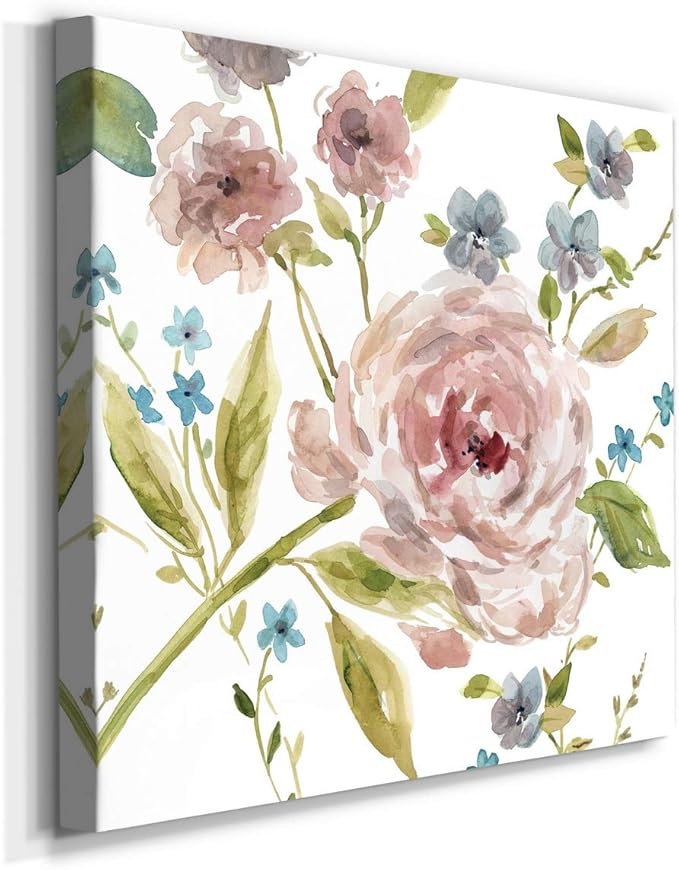 Wexford Home Square Premium Gallery Wrapped Canvas Flower Multicolor Wall Art Abstract Floral Romance Modern Pictures Print for Home Office, Ready to Hang, summer whisper II, 24x24