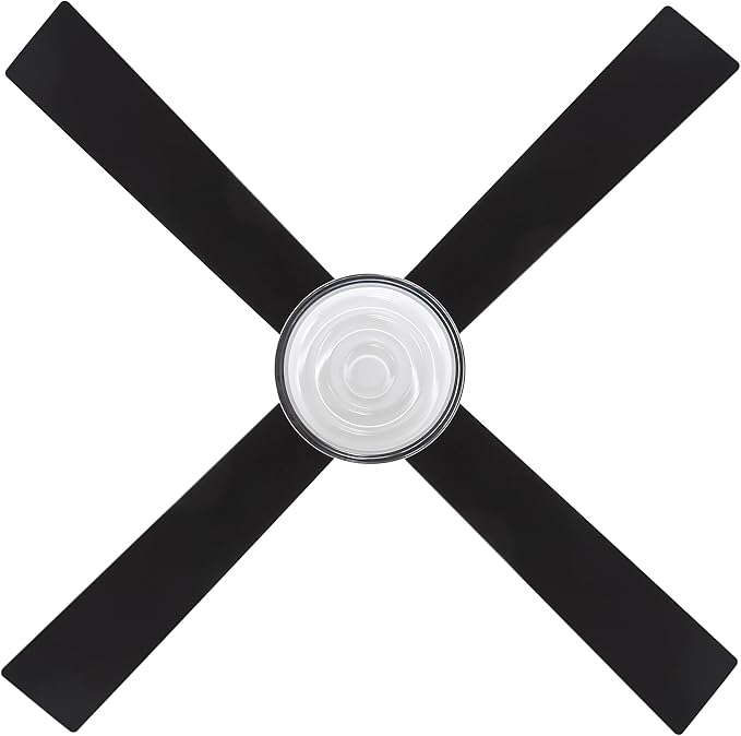 WINGBO 52 Inch Ceiling Fan with Lights and Remote, 3CCT, Modern Ceiling Fan with Ripple Glass Shade, 6-Speed Reversible DC Motor for Bedroom Living Room Kitchen Hallway, Matte Black