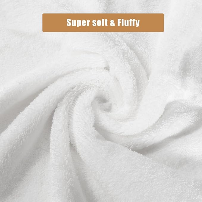 SEMAXE Hand Towel for Bathroom, 100% Combed Cotton Towel with Hanging Loop, Hotel Quality Absorbent Towel, Solid Colored Simple Style, 1 Pc White Hand Towel, 550 GSM, 27" L x 16" W