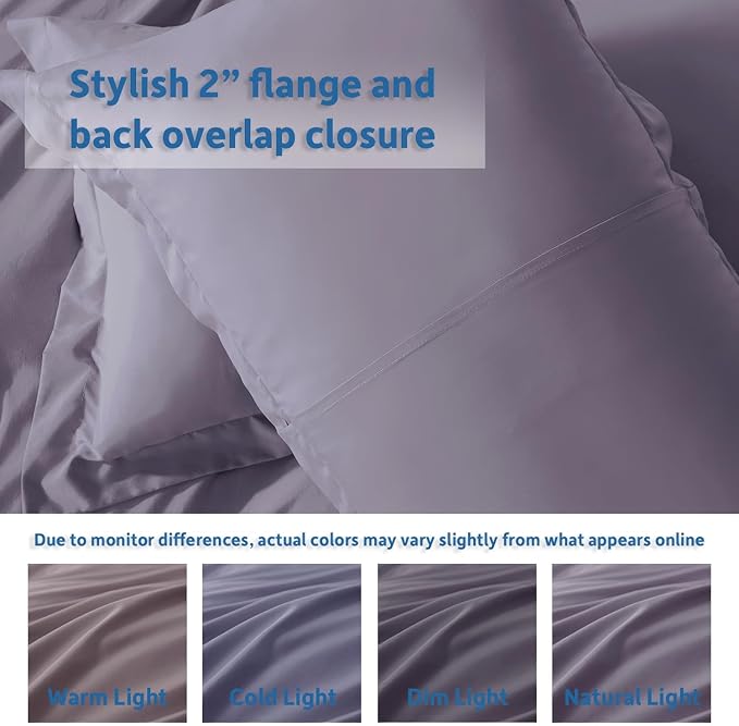 Nestl Grayish Purple Duvet Cover King Size - Soft Double Brushed King Duvet Cover Set, 3 Piece, with Button Closure, 1 Duvet Cover 104x90 inches and 2 Pillow Shams