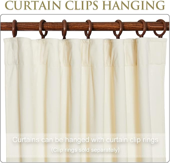 StangH Ivory White Bedroom Curtains - Super Soft Velvet Texture Window Drapes for Sliding Glass Door, High Ceiling Tall Privacy Curtain Panels for Living Room/Church, W52 x L120, 2 Panels