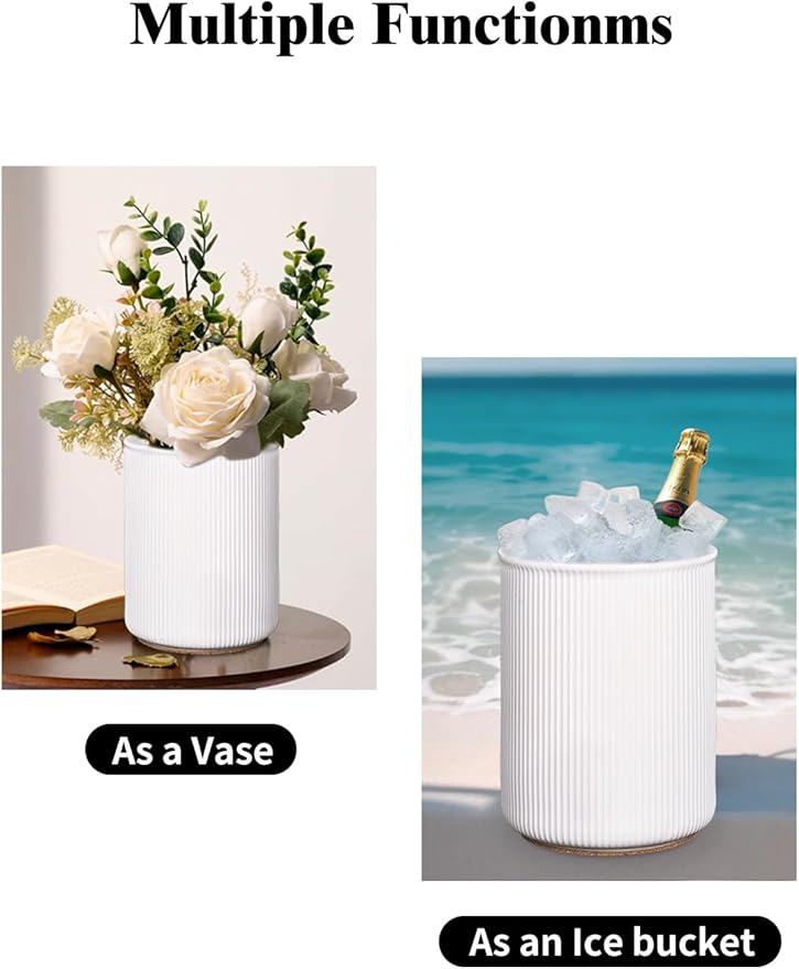 LoeJan Utensil Holder, Extra Large Utensil Crock, Stable Ceramic Utensil Organizer, Cooking Tool Organizer Set for Kitchen Counter Farmhouse Decor (E-6.7" White)