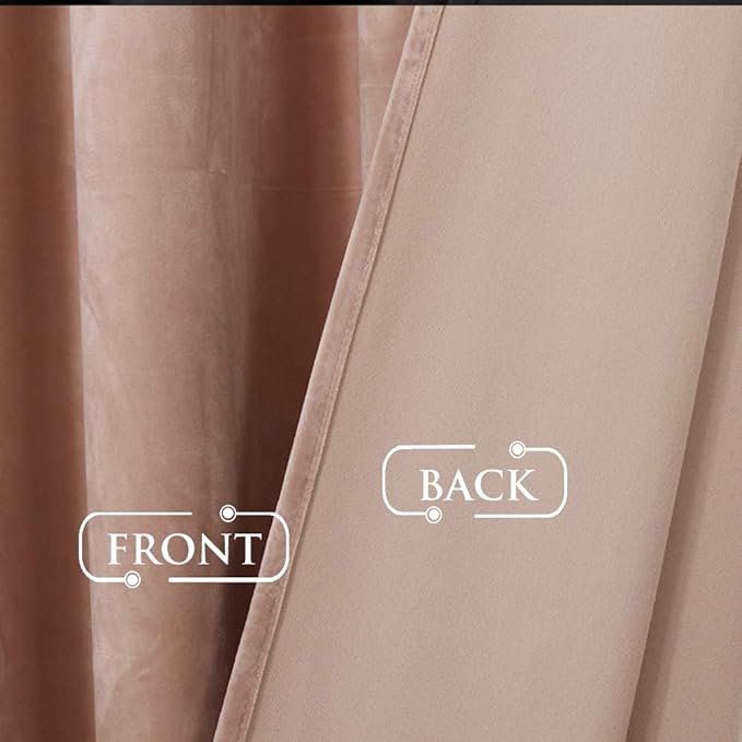 StangH Blush Velvet Curtains 108 Inches - Softness Velvet Fabric Kids Room Curtain Panels Room Darkening Curtains Set for Bedroom Elegant Warmth Decor, Beige Blush, 52 x 108 inches, 2 Panels