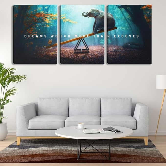 3 Pieces Motivational Office Wall Decor Entrepreneur Canvas Wall Art Posters Prints Paintings Picture Artwork Inspirational Positive Home Bedroom Living Room Wall Decorations Framed (36" Wx16 H)