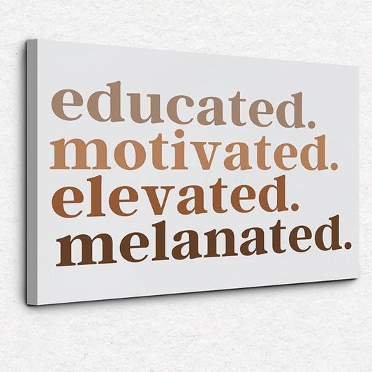 Nogrit African American Wall Art,Educated Motivated Elevated Melanated,Black Woman Wall Art for bathroom decor 14×11, Black Art Wall Decor Black History Month Gifts,African American Gifts