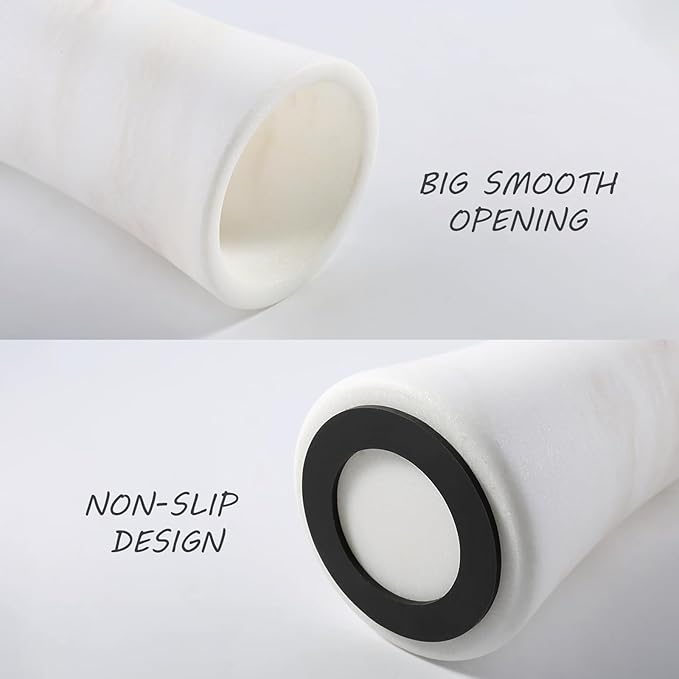 White Marble Vase for Flowers, 8.66" Minimalist Modern Frosted Flower Vase for Home Decor, Decorative Vases for Centerpieces, Living Room, Dining Table, Office, Boho Farmhouse Decor