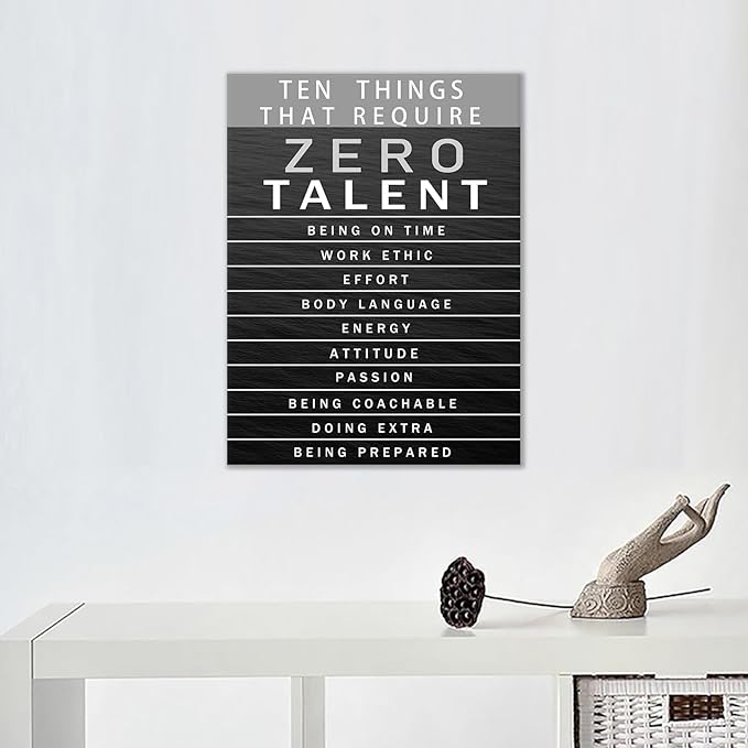 Motivational Canvas Wall Art Office Canvas Prints Inspiring Entrepreneur Quotes Inspirational Posters Painting Ten Things that Require Zero Talent Pictures Artwork Decor for Home Gift [18''W x 24''H]